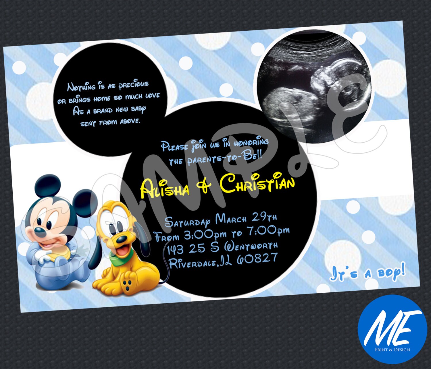 Mickey mouse baby shower invitation printable