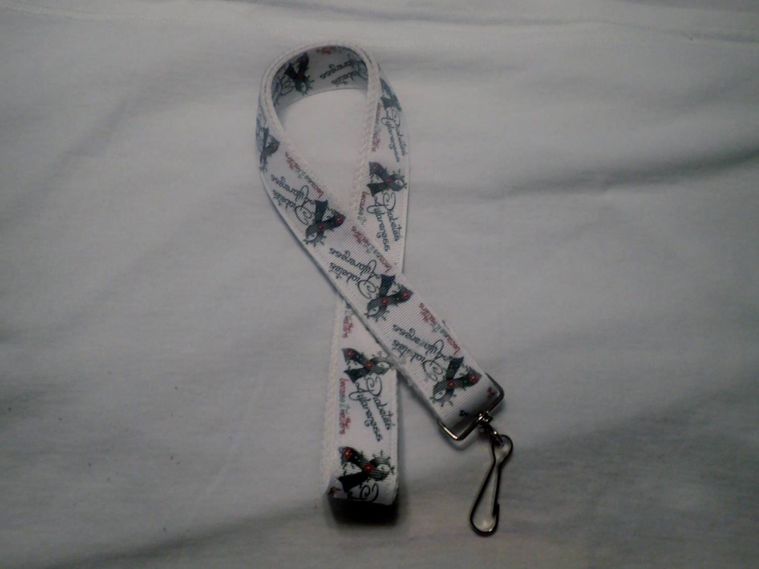 Lanyard, Nurses Lanyard, Teachers Lanyard, Diabetes Awareness Lanyard, White Lanyard, Key Lanyard, Student Lanyard, ID Badge Lanyard, - $9.99 USD