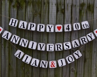 HAPPY ANNIVERSARY  Banner, Congrats Banner, 40th Anniversary Garland Bunting , Anniversary Sign , Custom birthday Banner Gold Anniversary