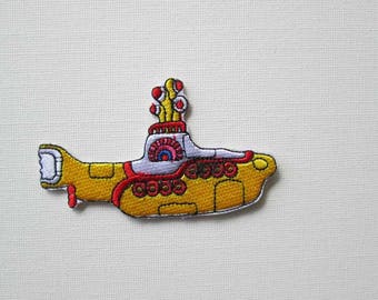 Iron On Yellow Submarine Patch, Embroidered patch, Beatles patch, we all live in a yellow submarine, Retro submarine patch, hippy patch