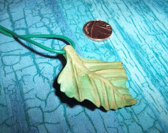 Birch leaf Pendant, Hand Carved from Birch wood.