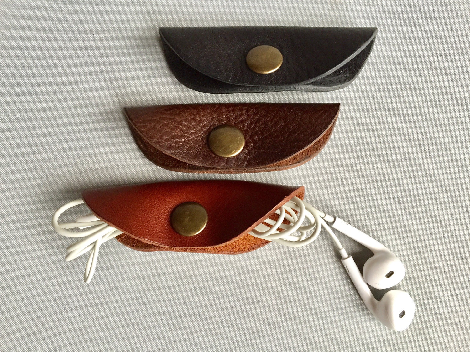 Leather cable organiser leather cable case leather cable