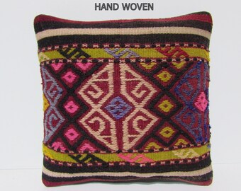 16x16 best kilim pillows pastel throw pillow orange decorative pillow bedroom pillow cover green tribal fabric embroidery pillow cover D2506