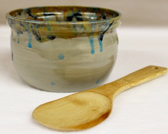 Gray Bread Baker with Highlights in Gold, Aqua and Cobalt