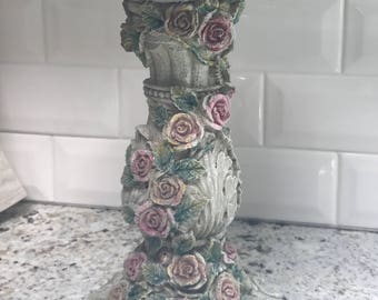 Rose Vine Sculptural Pedestal Stand- Birdbath - Candleholder - Centerpiece