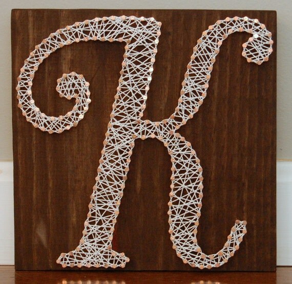 Script K Initial Letter String Art Nail Art Wedding