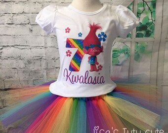 trolls birthday outfit, poppy birthday outfit, poppy birthday shirt, poppy tutu, trolls birthday tutu, trolls birthday shirt, trolls party