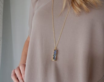 Gold Druzy Necklace | Modern Necklace Long Crystal Necklace, Long Necklace, Druzy Pendant Necklace, Boho Necklace Grey Druzy Necklace