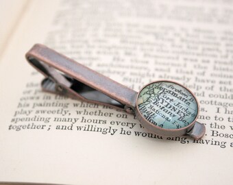 Custom Map Copper Tie Bar Personalized Necktie Bar Copper Tie Clip with Custom Piece of the World Map Copper Anniversary Gift/ Office Wear