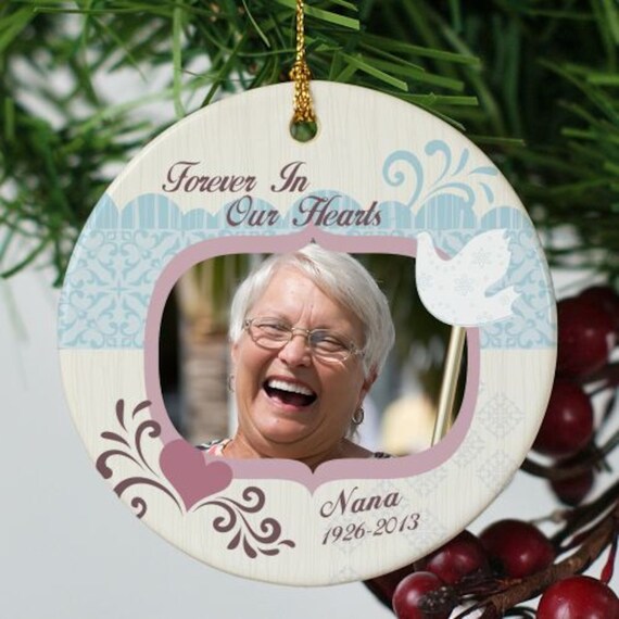 Items similar to Personalized Ceramic Memorial Photo Ornament Christmas ...