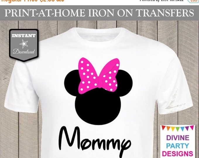 SALE INSTANT DOWNLOAD Print at Home Hot Pink Girl Mouse Mommy Iron On Transfer / Printable / T-shirt / Party / Trip / Family / Item #2406