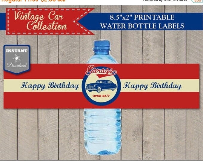 SALE INSTANT DOWNLOAD Vintage Car Birthday Party Water Bottle Labels / Printable Diy / Classic / Retro / Vintage Car Collection / Item #1405