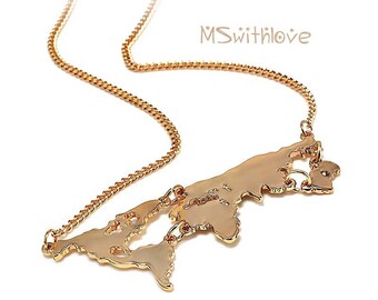 Gold World Map Necklace, Personalized Earth Jewelry, Mother Earth Necklace, Earth Day Gift, Travel Necklace, Country Necklace, Memorial Gift