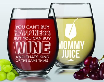 Fun Wine Glasses - Cute Wine Glasses - Unique Wine Gifts - Gifts For Mom - Funny Gifts For Her - Wine Glasses Funny - Funny Wine Glasses