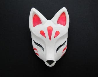Kitsune Mask Japanese Fox Sculpture Hairclip Cosplay Costume Accessory