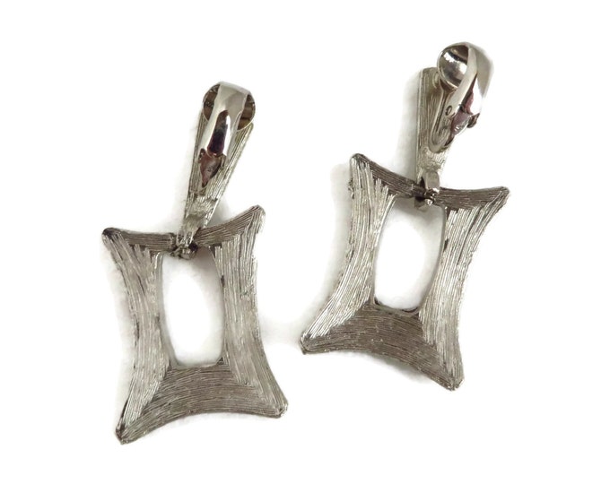 Vintage Silver Tone MOD Doorknocker Earrings