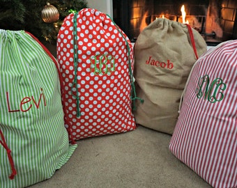 Personalized Santa Sack, Burlap Santa Sack, Santa Sack, Santa Bag, Green, personalized, monogram, sack, bag, red, Christmas, burlap