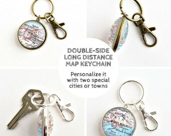 Personalized Long Distance Keychain, Boyfriend Moving Away Gift, Long Distance Relationship Gifts, Going Away Gift, LDR Gifts, Map Keychain