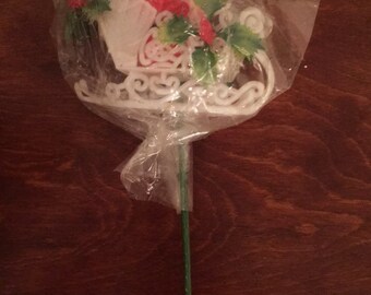 Vintage Santa Sleigh Plastic Package Decor Plant Decor