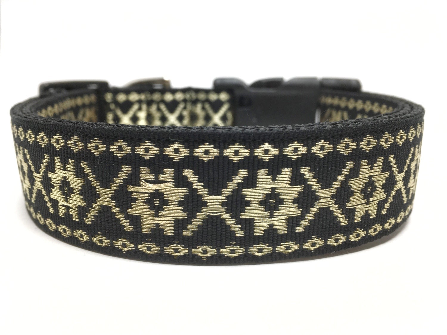 Gold & Black Dog Collar Adjustable