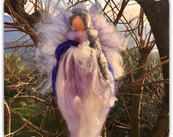 Winter Fairy in fairy and carded wool. Waldorf style