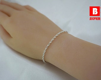 925 Sterling Silver Bracelet, Loose Rope Chain (Code : YL1)