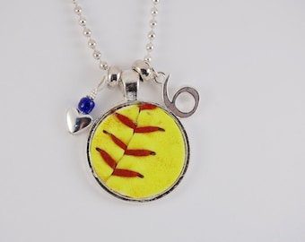 Softball Necklace made with a real softball