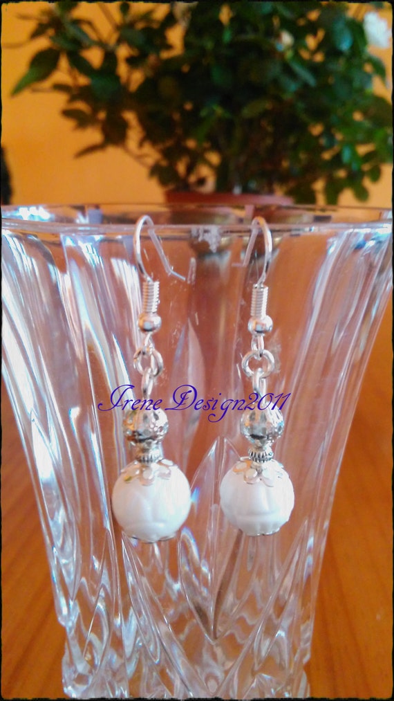 White Carved Coral Earrings by IreneDesign2011
