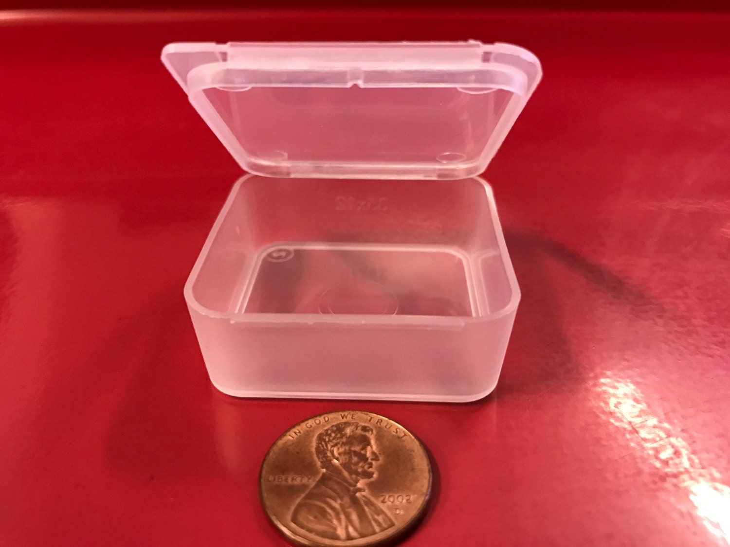 40 Small Clear Plastic Pill Box Case Jars Flip Top Lids