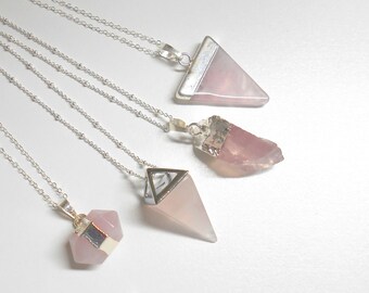 Rose Quartz Necklace, Crystal Necklace, Raw Crystal Necklace,Crystal Necklace, Bridesmaid Gift, Healing Crystal, Raw Crystal, Healing Stone