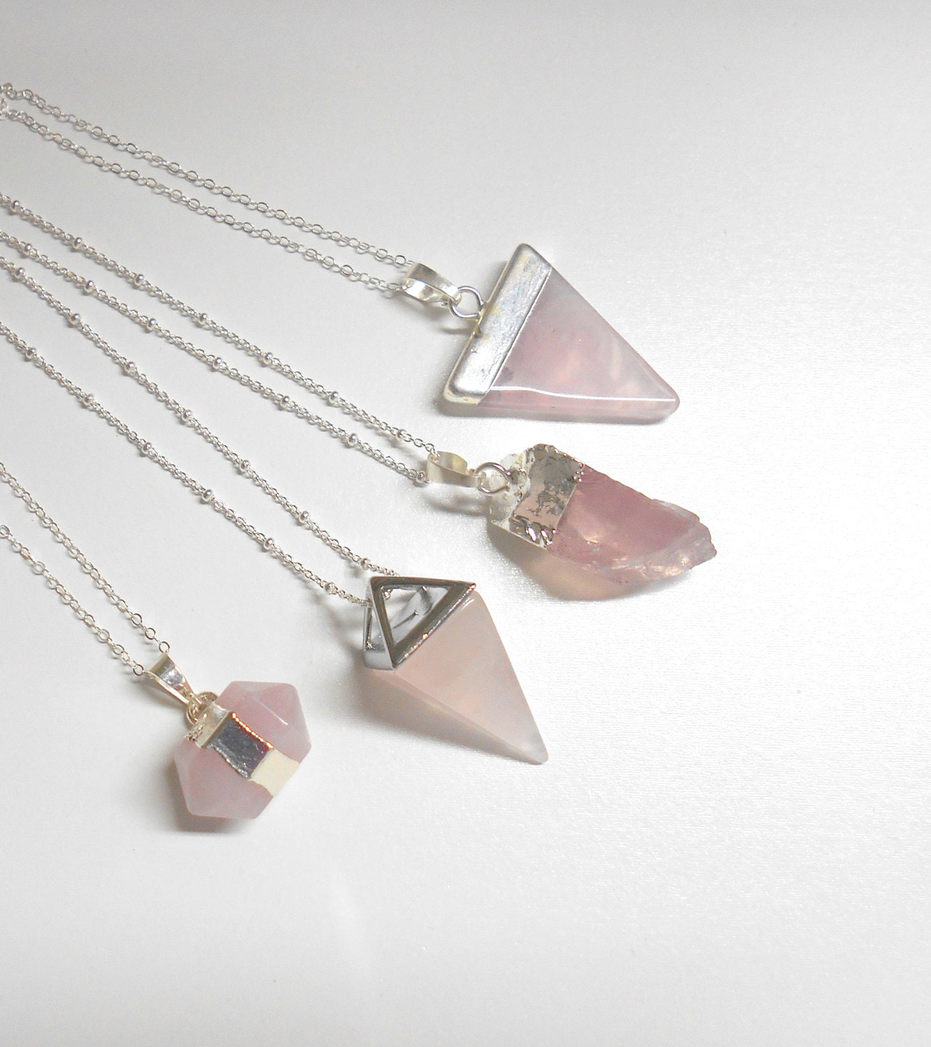 rose quartz stone necklace