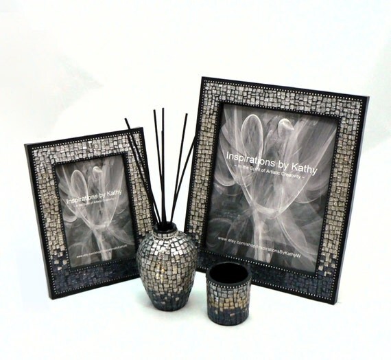 8x10 Picture Frame Glitter Glass Picture by InspirationsByKathyW