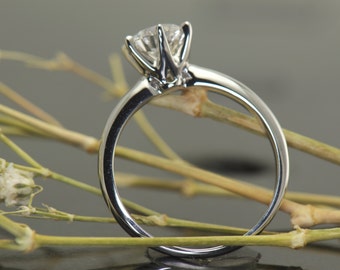Estrella B - 1ct Moissanite Engagement Ring in White Gold, Forever One Moissanite, Charles & Colvard, Classic 6-Prong Setting