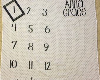 Personalized Monthly Baby Blanket, Watch Me Grow Blanket, Photo Prop