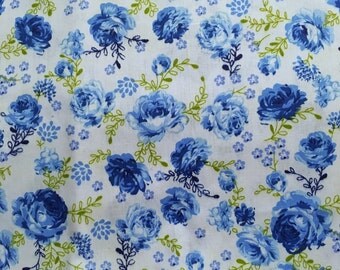 Blue rose fabric | Etsy