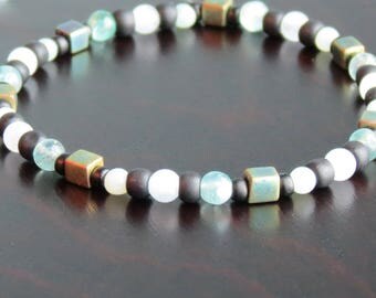 Boy's ADHD, CALMING & LEARNING Bracelet for Concentration, Adaptability, Anger, Fear and Mood Swings with Amazonite, Apatite and Aquamarine!