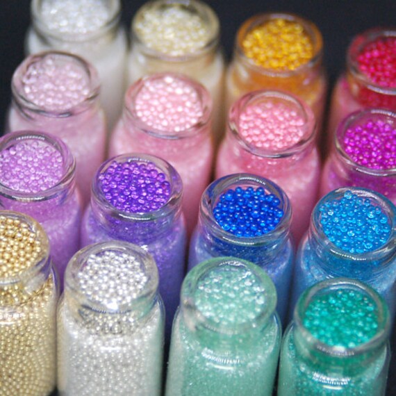 16set No Hole Micro Glass Beads Clear And Metalic Color 4451