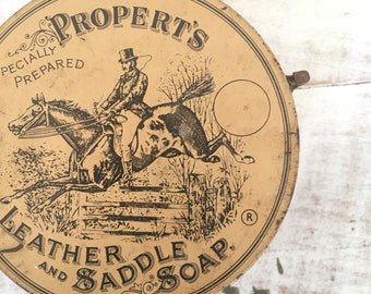 Vintage Propert's Saddle Soap Horse Equestrian Tin