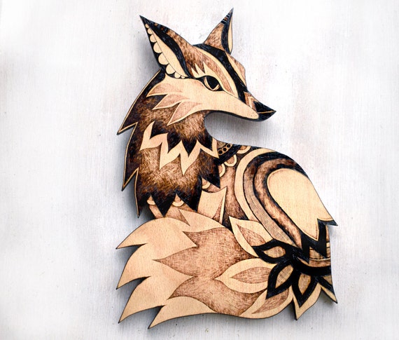 Fox Wall Hanging Pyrography wood wall hanging by GlenoutherCrafts