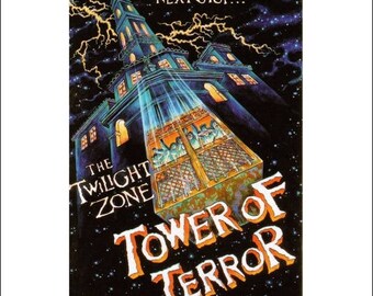 50% Off Estate Sale Vintage Disney Parks Poster, Item 110M, 11" x 14" Matte, Mat, Disney Art Twilight Zone Tower of Terror, 1990