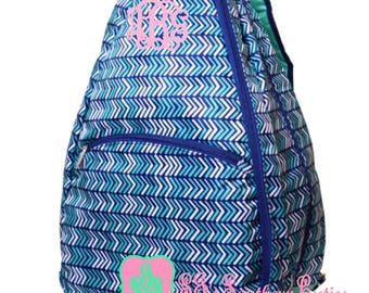 Monogrammed Vacay This Way Tennis Backpack, Monogram Tennis Bag, Personalized Tennis Bag