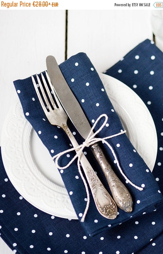 Navy blue napkins Linen napkins set 6 softened by LinenHomeShop