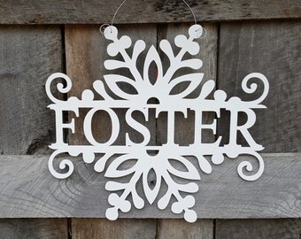 Snowflake Door Hanger - Personalized Winter Wreath - Wedding Gift - Housewarming Gift - Personalized Gift - Personalized Door Hanger