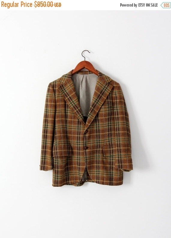 SALE vintage wool tweed blazer men's plaid sport by IronCharlie