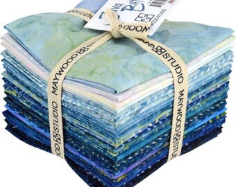 Fat Quarter Bundle - Java Batik River Set - 28 Fat Quarters Assorted Blue batik fabrics by Maywood Studio (JAB-RIV)