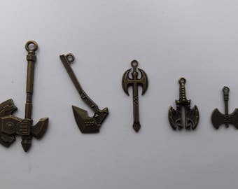Bronze Weapon Axe Charm - Gaming, Film, Fantasy.