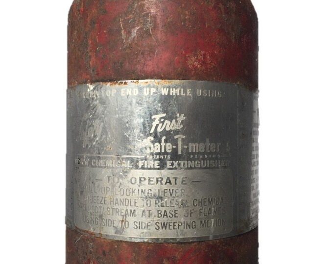 Steel Dry Chemical Fire Extinguisher | Pressure Gauge | Grip Top and Rubber Hose | Vintage Firefighting | History