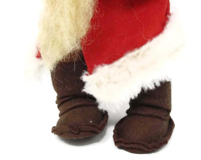 Primitive Antique Old German Santa / Vtg Christmas Dwarf / Santa Clause SHEEP WOOL / Berlin Santa Doll