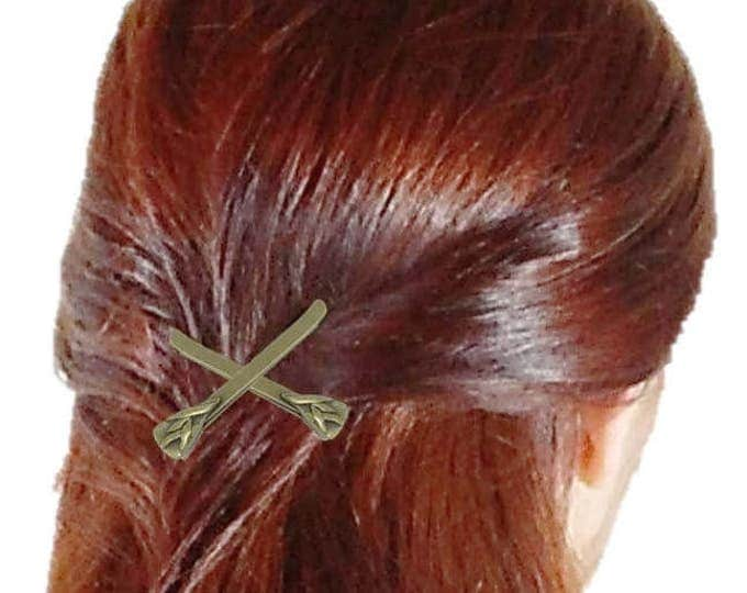 Vintage Rubbed Bronze Lily Bobby Pins / Floral Hair Accessory Hair Pin / Bridal Hairpin / Set of Vtg Bobby Pins