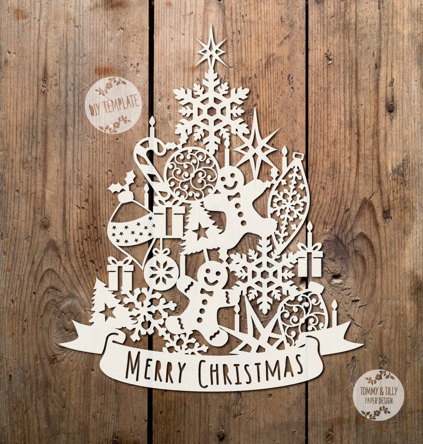 SVG / PDF Assorted Christmas Tree Design - Papercutting / Vinyl Template to cut yourself ...